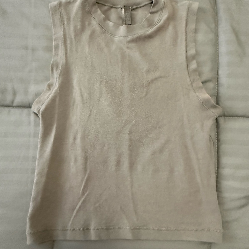 SKIMS Stretch Cotton Jersey Mock Neck Tank Smoke XS